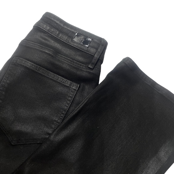 PAIGE Denim - Paige 29 Black Shiny Faux Leather Feel Pockets